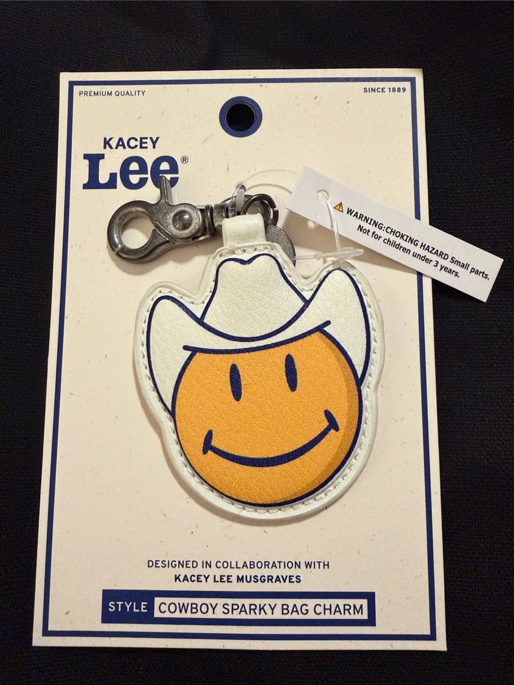 Kacey Lee Smiley Face Cowboy Bag Charm NEW